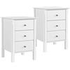 Yaheetech Set 2 Comodini Camera da Letto Comodino Moderno da Notte con 3 Cassetti Tavolino Laterale da Divano Salotto Cassettiera Cameretta Stile Shabby Chic 40 x 40 x 60 cm Bianco