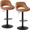 EUGAD 2x Sgabelli da Bar Cucina Sedia Alta da Sala Pranzo in Simipelle Regolabile e Girevole a 360° con Schienale Poggiapiedi Marrone 0667BY-2
