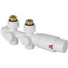 [neu.haus] Kit Valvole Termostatiche Set di Collegamento Multiblock per Termoarredi Bitubi ad Acqua Calda Testa Termostatica a 5 Livelli Regolabili - Bianco