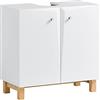 SoBuy Mobile sottolavabo a terra Mobile bagno con Armadietto a 2 ante Mobiletto Bagno Salvaspazio in Legno bianco 60x30x60cm BZR92-W