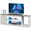 Bestier Mobile TV basso per TV da 65 pollici e piccoli televisori, 145 x 35 x 52 cm, con luci LED RGB & ripiani in vetro regolabili per soggiorno, camera da letto