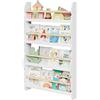 WOLTU Libreria da Parete per Bambini, Piccola Libreria Frontale a 4 Ripiani in Legno, Scaffale Porta Libri a Muro per Cameretta, Bianco, 60x14,5x98 cm