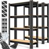MASKO® Set di 2 Scaffali in Metallo, Scaffalature a 5 Ripiani Regolabili, Senza Viti, Scaffale Salvaspazio per Garage, Magazzino, Portante 875 kg, 160x80x40 cm Argento