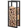 [en.casa] Portalegna (LxPxA) 40 x 25 x 100 cm Deposito per Legna da Ardere Supporto Tronchi Scaffale in Acciaio da Legnaia - Nero