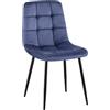 CLP Sedia da Pranzo Imbottita Antibes, Sedia da Cucina in Velluto con Schienale e Struttura in Metallo Nero, Portata 150 kg, Colore:Blu