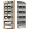 SONGMICS Organizer da Porta, 9 Scomparti, Portaoggetti da Appendere Pieghevole, 4 Ganci in Metallo, Trasparente, Grigio Tortora RDH009GD01