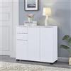 [en.casa] Madia Armadio Basso con 2 Cassetti e Ante Armadietto Stretto Multiuso Mobile Portascarpe 76 x 80 x 28 cm - Bianco
