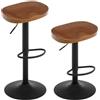 WOLTU Sgabelli da Bar Set di 2, per Colazione in Legno Massiccio, Sgabelli Cucina a Sella, Altezza Regolabile, Sgabelli Girevoli a 360° con Poggiapiedi, Marrone, BH413br-2