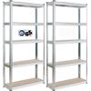 AREBOS Set 2 Scaffali per Carichi Pesanti 180x90x30 cm | 5 Ripiani | Scaffalatura Senza Bulloni per Officina, Magazzino e Cantina | Argento