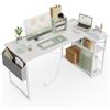 Bexevue Scrivania angolare con presa multipla, design ergonomico, piccolo ripiano a forma di L, tavolo angolare reversibile per computer, per giocare, studiare o lavorare, 120 x 70 cm
