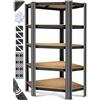 MASKO® Scaffale Angolare, Scaffale di Stoccaggio, per Carichi Pesanti, 180x75x40cm, fino a 875 kg, 5 Ripiani Regolabili, MDF in Metallo, Nero