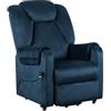 POLTRONE ITALIA Detraibile 19% Poltrona Relax Elettrica 2 motori, reclinazione indipendente schienale pediera 4 ruote spostare utente soffice seduta indeformabile tessuto premium elettrica Blu