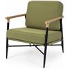 RELAX4LIFE Poltrona Salotto, Sedia da Lettura Imbottita con Braccioli, Cuscini Rimovibili, Struttura in Metallo, Piedini Regolabili, Poltroncina per Soggiorno e Camera da Letto, Portata 150kg (Verde)