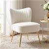Ya-Home Poltrona Imbottita in Velluto Sedia da Salotto Poltrone Salotto con Gambe in Metallo Dorato Poltroncina Moderna per Camera da Letto/Soggiorno, Beige