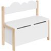 WOLTU Cassapanca in Legno, Contenitore per Bambini, Baule Portagiochi Mobile, Porta Giocattoli per Cameretta dei Bambini, con Schienale e Coperchio