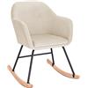 WOLTU Sedia a Dondolo per Soggiorno Poltrona Relax con Schienale Braccioli Fodera in Velluto Crema SKS16cm