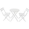 AVANTI TRENDSTORE Toano - Set arredo esterno in acciaio per due persone, composto da un tavolino con piano rotondo e due sedie, pieghevole. Disponibile nel colore bianco.
