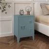 [en.casa] Comodino in Acciaio con Scomparto Chiuso con Anta Tavolino Laterale da Divano Mobiletto Notturno da Letto Tavolino Basso da Ingresso 57 x 40 x 30 cm Blu Grigiastro