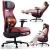 EMIAH Sedia da Ufficio Ergonomica, Sedia da Scrivania Reclinabile con Poggiapiedi, Braccioli Regolabili, SediaGioco Riscaldamento Massaggio, Sedia Direzionale con Supporto Lombare, Pelle PU (Rosso)