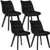 EUGAD Set di 4 Sedie Moderne da Sala Pranzo Poltroncina da Cucina Poltrona in Velluto Senza Braccioli Gambe in Legno Nero 0656BY-4