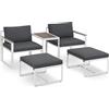 Juskys set di mobili da giardino Bari da 5 pezzi - Set lounge con tavolino e cuscini - Salottino da giardino, terrazzo, aree esterne - Grigio