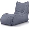 Bepouf - Poltrona Chaise Longue in Poliestere con Imbottitura in Palline di Polistirolo, Poltrona Adatta per Camera, Salotto e Esterni - Dimensione 110x80, Colore Grigio