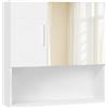 EUGAD Armadietto da Bagno con Specchio e Anta, Mobiletto Sospeso con 5 Scomparti, Pensile da Cucina, Soggiorno, Camera da Letto, in MDF e Metallo, Bianco