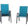 UDPATIO Set di 4 Sedie da Giardino Impilabili, 62 x 67 x 96 cm Sedie Esterno con Schienale Alto e Braccioli, Tessuto Textilene e Struttura Metallo per Esterno e Terrazze, Azzurro