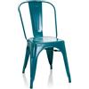 HJH Office 645052 Bistrot da Bar VANTAGGIO COMFORT Impilabile in Metallo, Pranzo Design Industriale, Blu petrolio