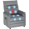 HOMCOM Poltrona Relax Elettrica Massaggiante e Riscaldante con Poggiapiedi, Silenziosa, Poltrona Reclinabile 150° in Velluto Pet Friendly con Funzione Memory, 2 Telecomandi e USB, Grigio