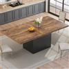 HSH Tavolo da pranzo rettangolare tavolo da cucina per 6-8 persone, tavolo grande in legno, design industriale con piedistallo nero, per la casa e l'ufficio rustico, 180 cm, colore: marrone