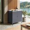 casa.pro Armadio da Giardino Mobile Organizzatore da Esterno 92 x 80 x 50 cm Armadietto in Acciaio con 2 Ante e Ripiano Piedini Regolabili per Livellare - Grigio Scuro Opaco