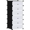 HOMCOM Scarpiera Modulare Salvaspazio con 6 Scatole 45x35x17 cm, Cubi Portaoggetti in Plastica PP e Acciaio, 49x36.5x108 cm, Nero e Trasparente