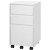 WOLTU Cassettiera da Ufficio, Cassettiera Portadocumenti a 3 Cassetti, Mobiletto Portaoggetti con Ruote per Studio, Camera da Letto, in Legno,Bianco e Nero, 40x40x71.5cm, ASK01ws