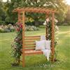 Mendler Arco per rose con panchina HWC-Q21, graticcio rampicanti, arco romantico giardino in legno, 210x126x60cm - naturale