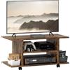HOMCOM Mobile TV Moderno con Ripiani, Mobiletto Porta TV da 42" con Ruote Girevoli a Freni, 2 Piccolo Ripiani Laterali per Soggiorno e Camera da Letto, 80x40x40 cm, Marrone Rustico