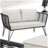 tectake® Divano Lounge da Giardino, Polyrattan Resistente, Divano da Giardino Design Elegante, Cuscini Extra Spessi, Ideale per Salotto da Esterno, Arredo Giardino Moderno - Antracite