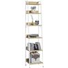 WOLTU Libreria a 6 Ripiani, Scaffale con 4 Ganci Industriale, Scaffale a Scala in MDF e Metallo per Soggiorno, Cucina, Studio, Ufficio,Bianco, 41x36x187cm RGB30whe