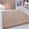 Paco Home Tappeto a Pelo Lungo Shaggy Morbido per Soggiorno e Camera da Letto Finto Pelliccia Moderna e Soffice Monocolore, Dimensione:80x300 cm, Colore:Beige