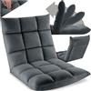 tectake® Poltrona Relax in Velluto, Poltrona Regolabile in 14 Posizioni, Imbottitura Spessa, Rivestimento Lavabile, Telaio in Acciaio, Ideale per Salotto, Camera da Letto, Ufficio - Grigio