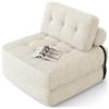 Xbro Divano Letto Singolo 2 in 1 Pieghevole in Velluto a Coste Salvaspazio, Poltrona Letto per Monolocale e Camera Ospiti, 85x170 cm, Beige