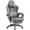 Dowinx Sedia Gaming, Sedia da Ufficio in Tessuto con Cuscino a Molle, Sedia Gamer Regolabile in Tessuto con Supporto per Testa, Sedia Ergonomica da Ufficio con Poggiapiedi (Gris)