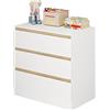 WOLTU Fasciatoio, Cassettiera con 3 Cassetti, Cambio Pannolini Senza Mal di Schiena, Guardaroba per Vestiti, 80x48x78cm, Bianco+Rovere