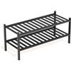 BAM BOO BOX Scarpiera in Legno Bambù 2 Ripiani - Porta Scarpe Salvaspazio Ingresso Slim 68x28x32 cm - Scarpiera Portascarpe Componibile Stretta Verticale - Mobile Scarpiera Piccola Modulare (Nero)