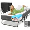 KESSER® Letto pieghevole 200 x 90 cm, con materasso in memory foam e ruote, letto da viaggio pieghevole in metallo, portata fino a 250 kg
