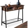 tectake® Tavolo Console, Struttura in Acciaio, Piano in Legno, Ripiano in Reticolato, Piedi Regolabili, Mobile Ingresso, Stile Industriale, Design Moderno - Legno Industriale Scuro, Rustico
