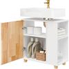 SoBuy Mobile Bagno Sottolavabo - Mobiletto Bagno Salvaspazio con Sifone a Vista Coperto, 2 Ante & 2 Ripiani Aperti Mobile Sotto Lavabo 60x60x29cm BZR75-W