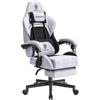 Dowinx Sedia Gaming, Sedia da Ufficio in Tessuto con Cuscino a Molle, Sedia Gamer Regolabile in Tessuto con Supporto per Testa, Sedia Ergonomica da Ufficio con Poggiapiedi, Noir et Gris