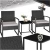 tectake® Salottino da Esterno in Rattan Granada, Set Giardino con Tavolino Salotto, Lastra in Vetro, Set Sedie, Comode Imbottiture, Regolabile, Resistente ai Raggi UV