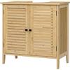 EUGAD Mobile Da Bagno In Bambù, Base Con Ritaglio Per Sifone 20x23 cm, Armadio Indipendente Con Ante a Griglia e Ripiano Regolabile, 60x30x60 cm
